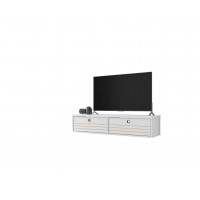 Manhattan Comfort 227BMC6 Liberty 42.28 Mid-Century Modern Floating Entertainment Center with 2 Shelves in White